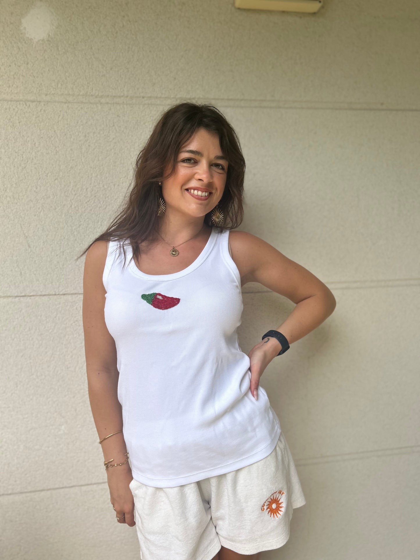 Débardeur brodé main – Modèle Piment (Précommande) Lisa l'amoroso