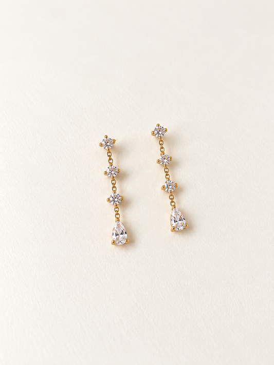 Boucles d'oreilles diamant pendantes Vega en acier inoxydable Lisa l'amoroso